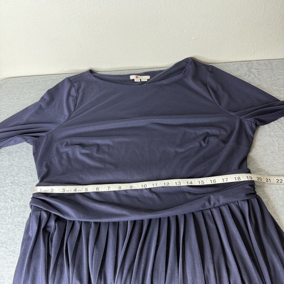 Boden Catherine Navy Blue Pleated Long Sleeve Midi Dress Womens US 20/22R - Picture 12 of 14
